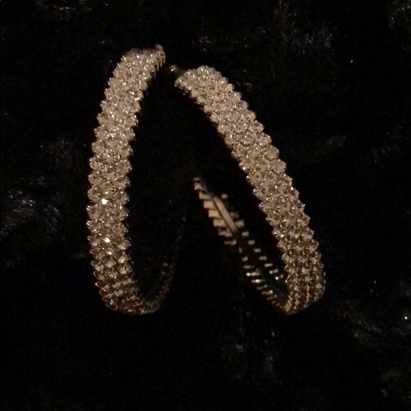 Tri Layer Crystal Hoops - Picture 4 of 4